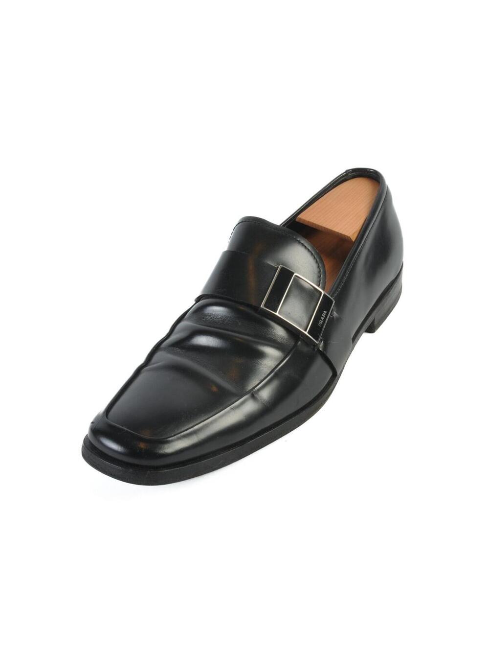 Prada Black Buckle Loafers 8 37536